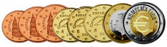 ESPAÑA 2016 8 VALORES, MONEDAS DEL PAIS DE 1 CENT A 2 EUROS UNC. S/C.