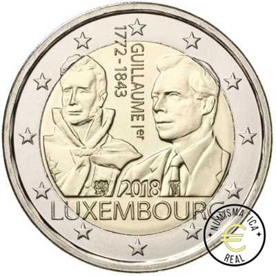 LUXEMBURGO 2018 2 EUROS CONMEMORATIVA UNC - 175 ANIV. DE LA MUERTE DEL GRAN DUQUE GUILLERMO I - S/C.