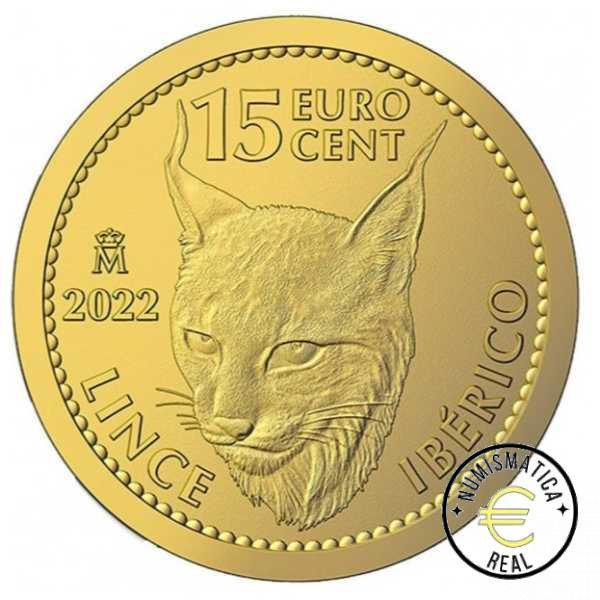ESPAÑA 2022 - 1/10 ONZA ORO PURO OZ GOLD 15 CENT DE EURO FNMT - LINCE IBERICO - COLUMNARIO.