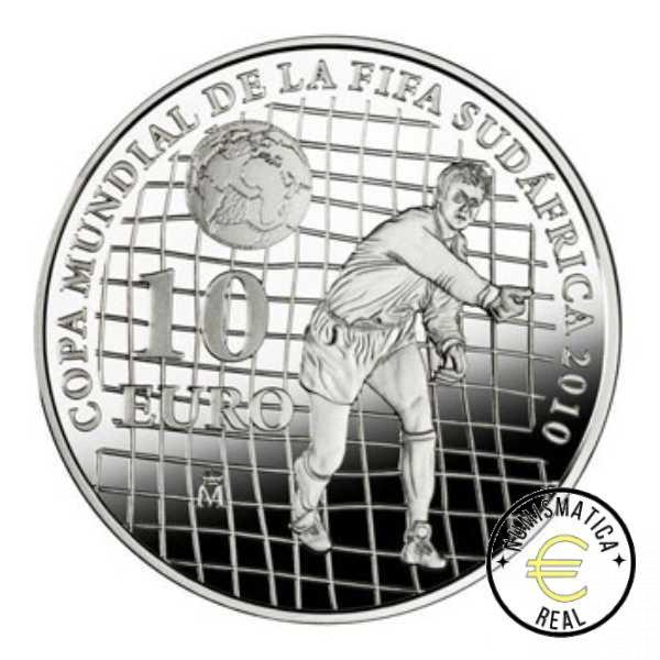 ESPAÑA 2009 10 EUROS PROOF - 8 REALES "COPA DEL MUNDO DE SUDAFRICA 2010" BE - PP. - Imagen 2