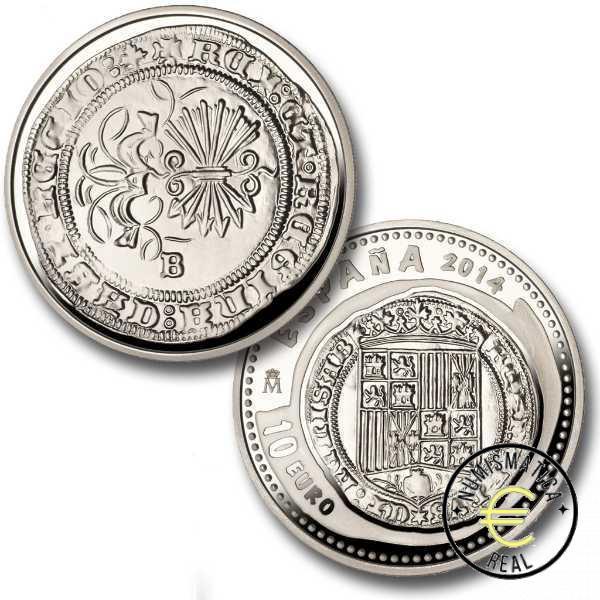 ESPAÑA 2014 10 EUROS PROOF - 8 REALES "JOYA NUMISMATICA - MONEDA REYES CATOLICOS " BE - PP. - Imagen 4