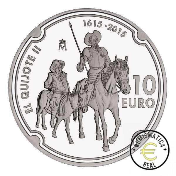 ESPAÑA 2015 10 EUROS PROOF - 8 REALES "400 AÑOS DE LA PUBLICACION DEL QUIJOTE" BE - PP. - Imagen 2