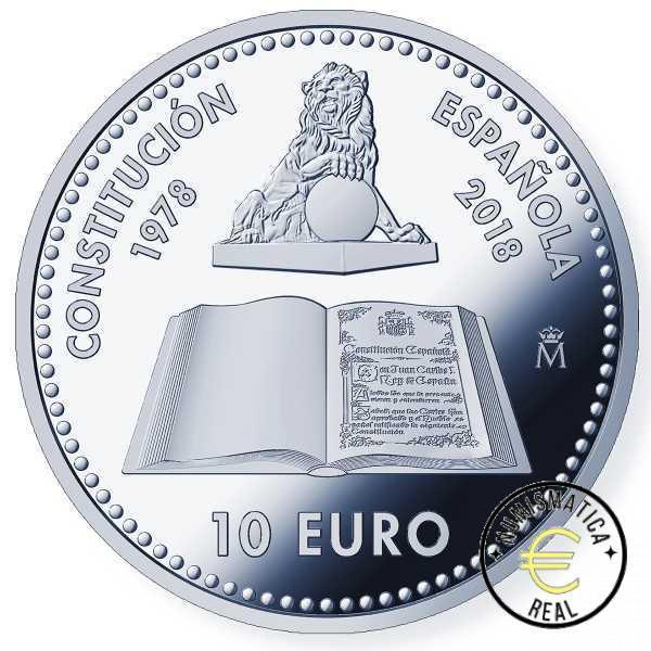 ESPAÑA 2018 10 EUROS PROOF - 8 REALES "40º ANIVERSARIO CONSTITUCION ESPAÑOLA" BE - PP. - Imagen 2
