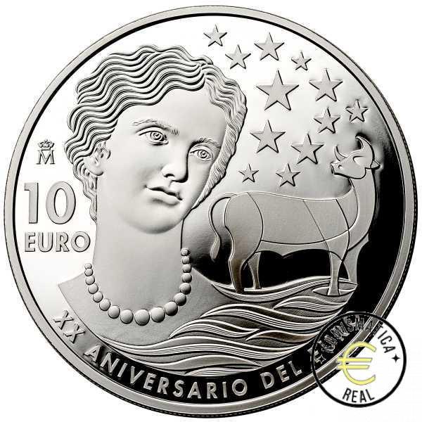 ESPAÑA 2022 10 EUROS PROOF - 8 REALES "XX ANIVRSARIO DEL EURO" BE - PP. - Imagen 2