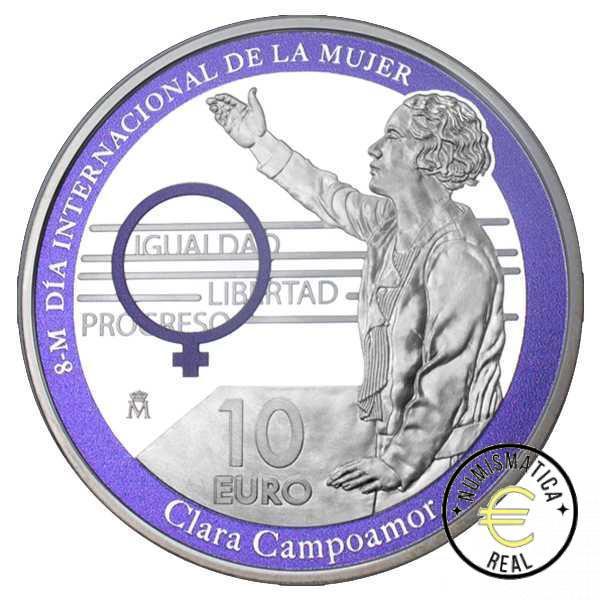 ESPAÑA 2022 10 EUROS PROOF - 8 REALES "CLARA CAMPAMOR - 8 MARZO - DIA DE LA MUJER" BE - PP. - Imagen 2