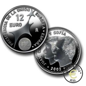 ESPAÑA 2002 12 EUROS DE PLATA UE - "PRESIDENCIA ESPAÑOLA EN LA UNION EUROPEA" UNC.