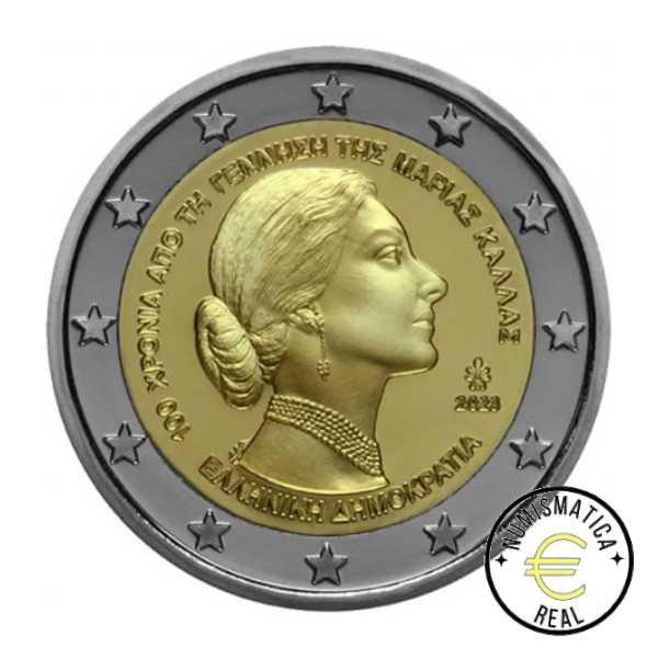 GRECIA 2023 2 EUROS CONMEMORATIVA UNC - 100 AÑOS DEL NACIMIENTO DE MARIA CALLAS - S/C.