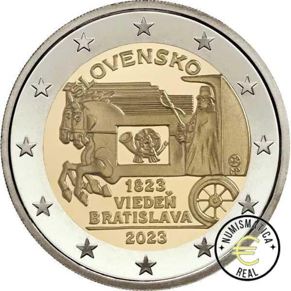 ESLOVAQUIA 2023 2 EUROS CONMEMORATIVA UNC "200º ANV. DEL INICIO DE CORREOS" S/C.