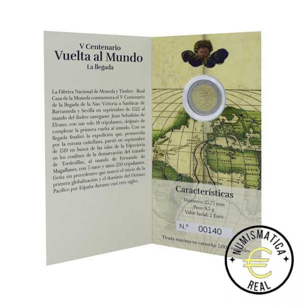 ESPAÑA 2022 2 EUROS CONMEMORATIVA PROOF "V CENTENARIO DE LA PRIMERA VUELTA AL MUNDO - ELCANO" BE - CARTERA OFICIAL PP. - Imagen 4