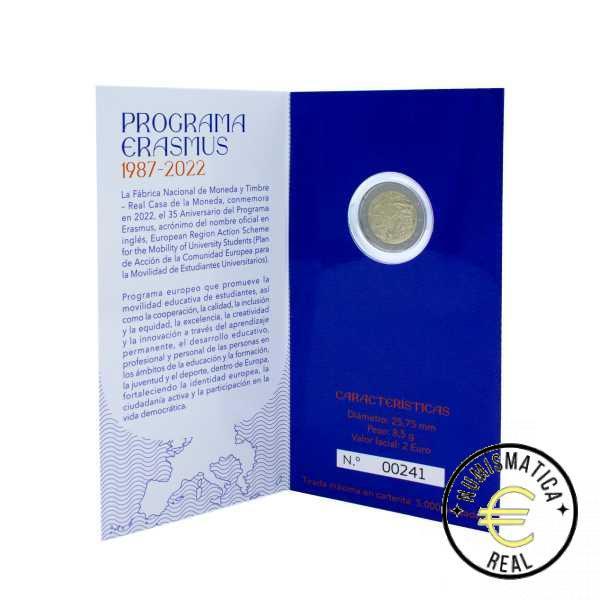 ESPAÑA 2022 2 EUROS CONMEMORATIVA PROOF "PROGRAMA ERASMUS" BE - CARTERA OFICIAL PP.