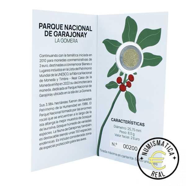 ESPAÑA 2022 2 EUROS CONMEMORATIVA PROOF "PARQUE NACIONAL DE GARAJONAY" BE - CARTERA OFICIAL PP. - Imagen 3