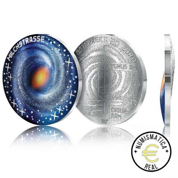 AUSTRIA 2021 20 EUROS DE PLATA PROOF EN COLOR - "VIA LACTEA UNIVERSO INEXPLORADO" BE - EN ESTUCHE OFICIAL. PP.