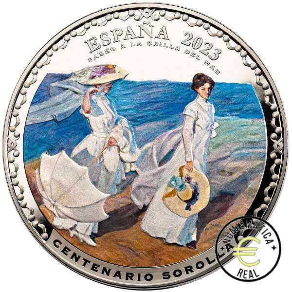 ESPAÑA 2023 50 EUROS PROOF - MONEDA DE PLATA COLOR "CENTENARIO DE SOROLLA - PASEO A LAS ORILLAS DEL MAR" BE - PP.