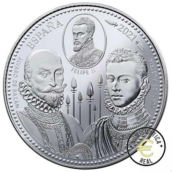 ESPAÑA 2021 50 EUROS PROOF - CINCUENTIN "BATALLA DE LEPANTO" BE -PLATA PP + 5,4 Oz . - Imagen 3