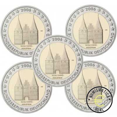 ALEMANIA 2006 2 EUROS CONMEMORATIVA UNC -"HOLSTENTOR" LAS 5 CECAS LETRA A,D,F,G,J- S/C.