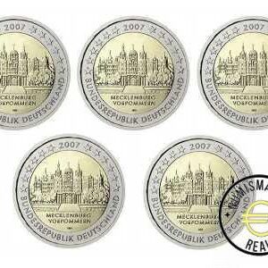 ALEMANIA 2007 2 EUROS CONMEMORATIVA UNC -"CASTILLO DE SCHWERIN" LAS 5 CECAS LETRA A,D,F,G,J - S/C.
