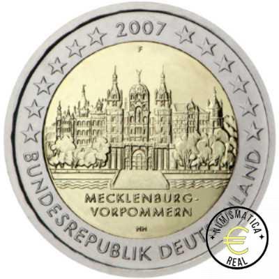 ALEMANIA 2007 2 EUROS CONMEMORATIVA UNC -"CASTILLO DE SCHWERIN" LAS 5 CECAS LETRA A,D,F,G,J - S/C. - Imagen 2