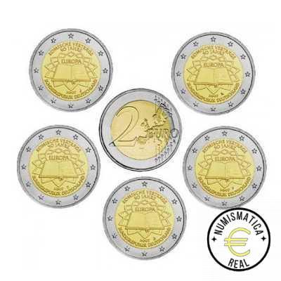 ALEMANIA 2007 2 EUROS CONMEMORATIVA UNC -"TRATADO DE ROMA" LAS 5 CECAS LETRA A,D,F,G,J - S/C.