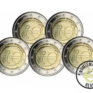 ALEMANIA 2009 2 EUROS CONMEMORATIVA UNC -"10 ANIV. DE LA UNION EUROPEA EMU" LAS 5 CECAS LETRA A,D,F,G,J- S/C.