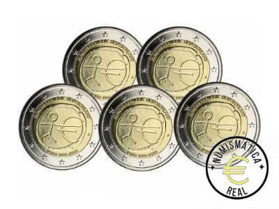 ALEMANIA 2009 2 EUROS CONMEMORATIVA UNC -"10 ANIV. DE LA UNION EUROPEA EMU" LAS 5 CECAS LETRA A,D,F,G,J- S/C.