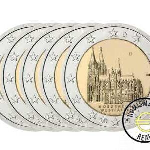 ALEMANIA 2011 2 EUROS CONMEMORATIVA UNC -"Norte-Westfalia   - Catedral de Colonia" LAS 5 CECAS LETRA A,D,F,G,J - S/C.