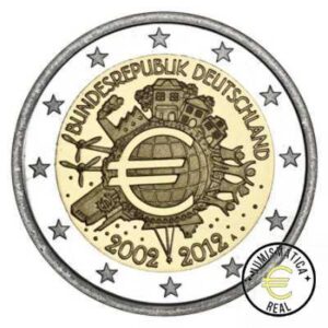 ALEMANIA 2012 2 EUROS CONMEMORATIVA UNC -"10° ANIV. DE LA UNION EUROPEA - TYE" - S/C.