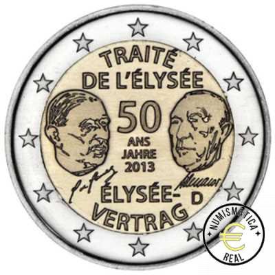 ALEMANIA 2013 2 EUROS CONMEMORATIVA UNC -"TRATADO DE ELYSEO" - S/C.