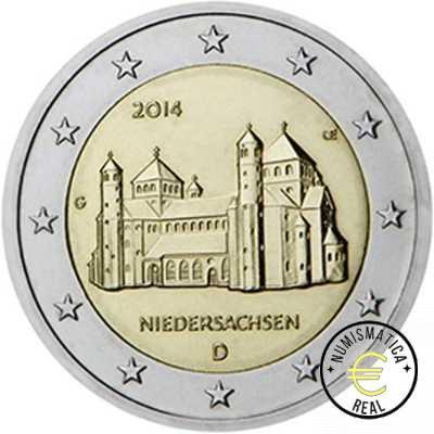 ALEMANIA 2014 2 EUROS CONMEMORATIVA UNC -"BAJA SAJONIA" LAS 5 CECAS LETRA A,D,F,G,J - S/C. - Imagen 2