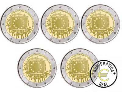 ALEMANIA 2015 2 EUROS CONMEMORATIVA UNC -"30 ANIV. DE LA BANDERA EUROPEA" LAS 5 CECAS LETRA A,D,F,G,J - S/C.