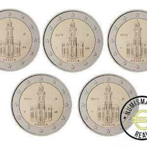 ALEMANIA 2015 2 EUROS CONMEMORATIVA UNC -"SAN PABLO DE FRANKFURT" LAS 5 CECAS LETRA A,D,F,G,J - S/C.
