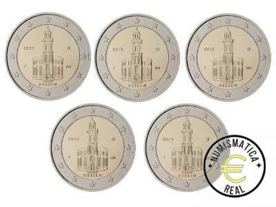 ALEMANIA 2015 2 EUROS CONMEMORATIVA UNC -"SAN PABLO DE FRANKFURT" LAS 5 CECAS LETRA A,D,F,G,J - S/C.
