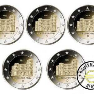 ALEMANIA 2017 2 EUROS CONMEMORATIVA UNC -"ESTADO DE RENANIA" LAS 5 CECAS LETRA A,D,F,G,J - S/C.