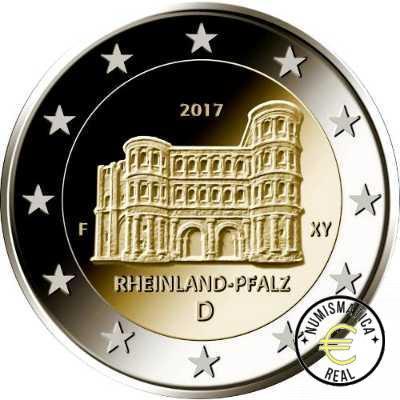 ALEMANIA 2017 2 EUROS CONMEMORATIVA UNC -"ESTADO DE RENANIA" LAS 5 CECAS LETRA A,D,F,G,J - S/C. - Imagen 2