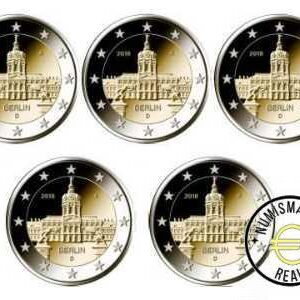 ALEMANIA 2018 2 EUROS CONMEMORATIVA UNC -"ESTADO DE BERLIN - PALACIO DE CHARLOTTENBURG" LAS 5 CECAS LETRA A,D,F,G,J - S/C.