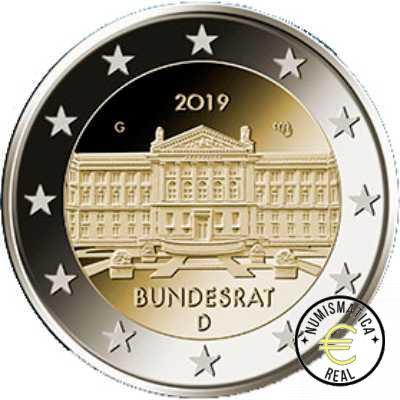 ALEMANIA 2019 2 EUROS CONMEMORATIVA UNC -"70 ANIVERSARIO DEL BUNDESRAT ALEMAN" - S/C.