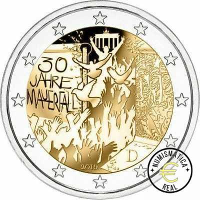 ALEMANIA 2019 2 EUROS CONMEMORATIVA UNC -"30 AÑOS DE LA CAIDA DEL MURO DE BERLIN" - S/C.