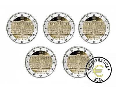 ALEMANIA 2020 2 EUROS CONMEMORATIVA UNC -"BRANDEBURGO- PALACIO DE SANSSOUCI" LAS 5 CECAS LETRA A,D,F,G,J - S/C.