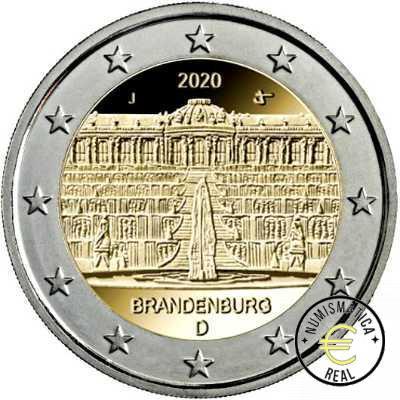 ALEMANIA 2020 2 EUROS CONMEMORATIVA UNC -"BRANDEBURGO- PALACIO DE SANSSOUCI" LAS 5 CECAS LETRA A,D,F,G,J - S/C. - Imagen 2