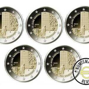 ALEMANIA 2020 2 EUROS CONMEMORATIVA UNC -"50 ANIVERSARIO DE LA GENUFLEXION DE VARSOVIA" LAS 5 CECAS LETRA A,D,F,G,J - S/C.