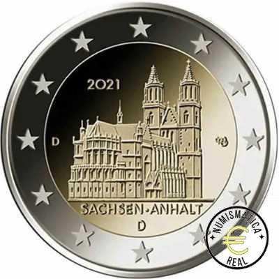 ALEMANIA 2021 2 EUROS CONMEMORATIVA UNC -"SAJONIA-ANTHALT" LAS 5 CECAS LETRA A,D,F,G,J - S/C. - Imagen 2