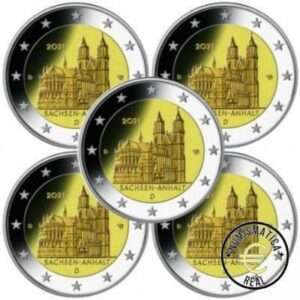 ALEMANIA 2021 2 EUROS CONMEMORATIVA UNC -"SAJONIA-ANTHALT" LAS 5 CECAS LETRA A,D,F,G,J - S/C.