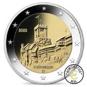 ALEMNIA 2022 2 EUROS CONMEMORATIVA UNC "TURINGIA-WARTBURG" S/C.
