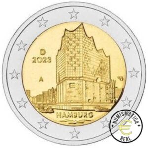 ALEMNIA 2023 2 EUROS CONMEMORATIVA UNC HAMBURGO "FILARMÓNICA DE ELBA" S/C.