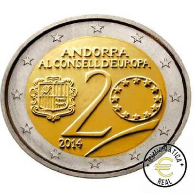 ANDORRA 2014 2 EUROS CONMEMORATIVA UNC -20 ANIVERSARIO ANDORRA EN EL CONSEJO EUROPEO (EN COINCARD) - S/C.