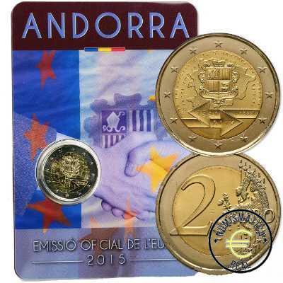 ANDORRA 2015 2 EUROS CONMEMORATIVA UNC - 25 ANIVERSARIO DE LA FIRMA DEL ACUERDO ADUANERO CON LA EU (EN COINCARD) - S/C. - Imagen 2