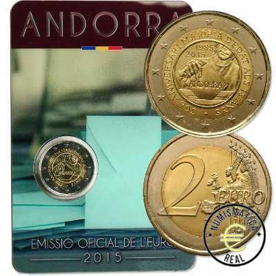 ANDORRA 2015 2 EUROS CONMEMORATIVA UNC -30 ANIV. DE LA MAYORIA DE EDAD A LO 18 (EN COINCARD) - S/C. - Imagen 2