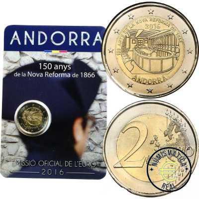ANDORRA 2016 2 EUROS CONMEMORATIVA UNC - 150 AÑOS DE LA NUEVA REFORMA DE 1866 (EN COINCARD) - S/C. - Imagen 2