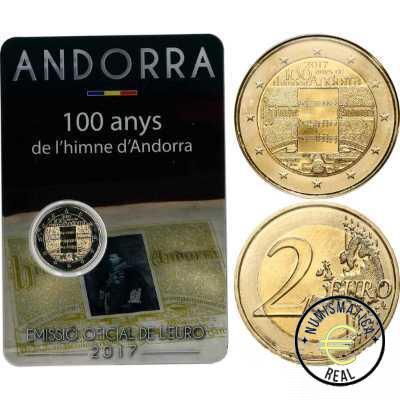 ANDORRA 2017 2 EUROS CONMEMORATIVA UNC - 100 AÑOS DEL HIMNO DE ANDORRA (EN COINCARD) - S/C. - Imagen 2