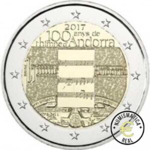 ANDORRA 2017 2 EUROS CONMEMORATIVA UNC - 100 AÑOS DEL HIMNO DE ANDORRA (EN COINCARD) - S/C.