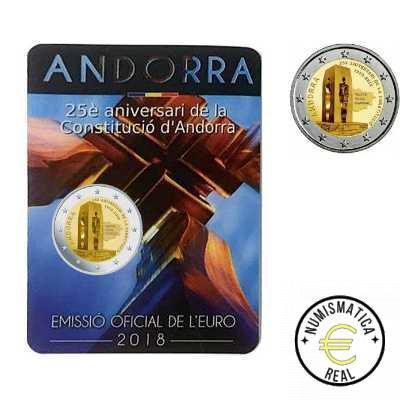 ANDORRA 2018 2 EUROS CONMEMORATIVA UNC - 25 ANIVERSARIO DE LA CONSTITUCION DE ANDORRA (EN COINCARD) - S/C. - Imagen 2